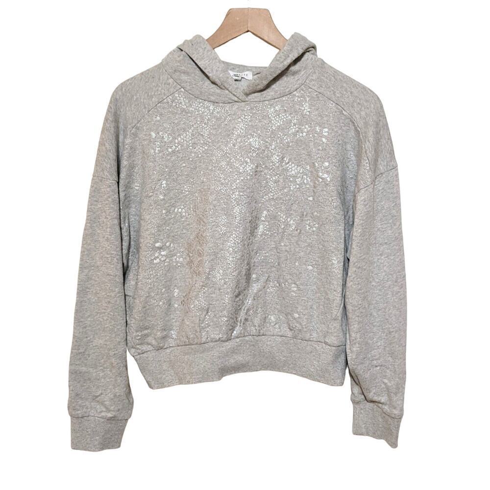 Socialite Hoodie Womens M Gray Snake Print Long Sleeve Hooded Sweatshirt Cropped